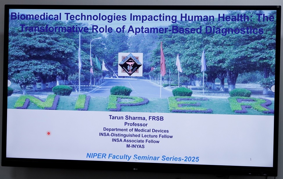 Lecture on "Biomedical Technology Impacting Human Health: The Transformative Role of Aptamer-Based Biosensors" by Prof. Tarun Kumar Sharma (February 7, 2025)